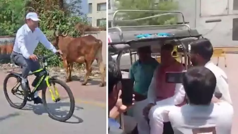 जज और मंत्री ने ईंधन बचाने मिसाल पेश की, साइकिल-ई रिक्शा का किया इस्तेमाल जज और मंत्री ने ईंधन बचाने मिसाल पेश की, साइकिल-ई रिक्शा का किया इस्तेमाल