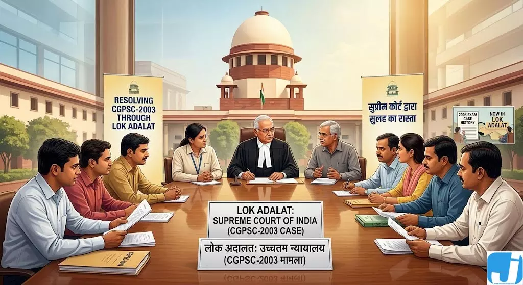 CGPSC-2003 मामला: सुप्रीम कोर्ट ने सुलह का रास्ता अपनाया, लोक अदालत में सुनवाई CGPSC-2003 मामला: सुप्रीम कोर्ट ने सुलह का रास्ता अपनाया, लोक अदालत में सुनवाई