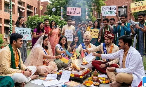 IIT की अनोखी ‘विदाई शादी’ बनी आकर्षण, B.Tech नोट्स से हुई प्रतीकात्मक हवन रस्म IIT की अनोखी ‘विदाई शादी’ बनी आकर्षण, B.Tech नोट्स से हुई प्रतीकात्मक हवन रस्म