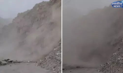 किन्नौर में मलिंग नाला के पास भूस्खलन, NH-501 बंद, वाहनों की लंबी कतारें किन्नौर में मलिंग नाला के पास भूस्खलन, NH-501 बंद, वाहनों की लंबी कतारें