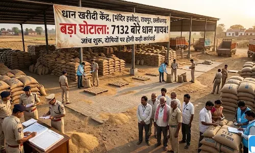 धान खरीदी केंद्र में बड़ा घोटाला: 7132 बोरे धान गायब धान खरीदी केंद्र में बड़ा घोटाला: 7132 बोरे धान गायब