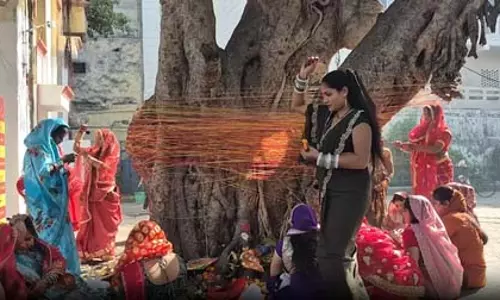 वट सावित्री व्रत पर सुहागिन महिलाओं ने की बरगद के वृक्ष की पूजा, पति की लंबी उम्र की कामना वट सावित्री व्रत पर सुहागिन महिलाओं ने की बरगद के वृक्ष की पूजा, पति की लंबी उम्र की कामना