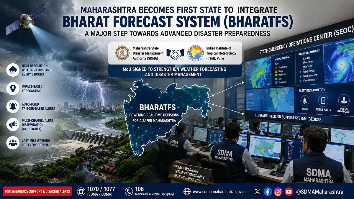 महाराष्ट्र बना पहला राज्य, भारतFS इंटीग्रेशन से आपदा प्रबंधन को मिलेगी नई ताकत महाराष्ट्र बना पहला राज्य, भारतFS इंटीग्रेशन से आपदा प्रबंधन को मिलेगी नई ताकत