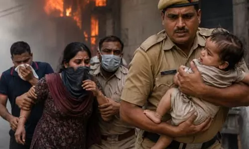 गैस सिलेंडर में आग लगते ही एक्शन में आई पुलिस, आग में फंसे मासूम समेत 3 लोगों की बचाई जान गैस सिलेंडर में आग लगते ही एक्शन में आई पुलिस, आग में फंसे मासूम समेत 3 लोगों की बचाई जान