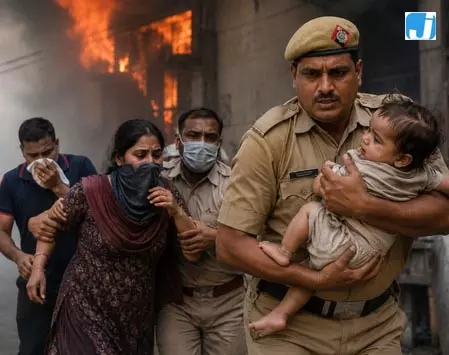 गैस सिलेंडर में आग लगते ही एक्शन में आई पुलिस, आग में फंसे मासूम समेत 3 लोगों की बचाई जान गैस सिलेंडर में आग लगते ही एक्शन में आई पुलिस, आग में फंसे मासूम समेत 3 लोगों की बचाई जान