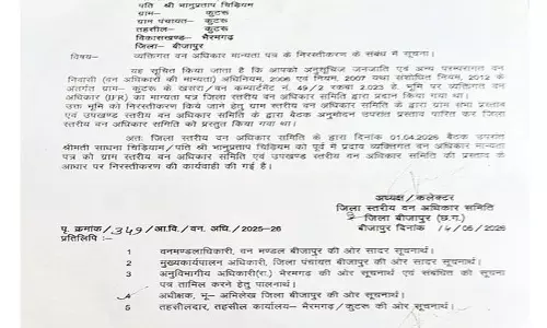 पटवारी की पत्नी का वन अधिकार पट्टा निरस्त पटवारी की पत्नी का वन अधिकार पट्टा निरस्त