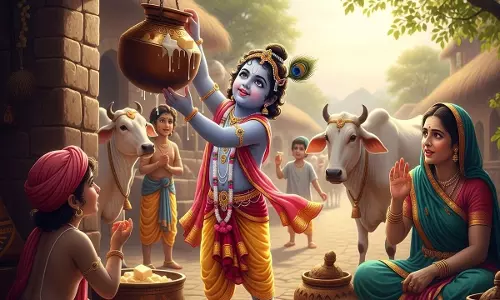 श्रीकृष्ण की माखन चोरी लीला: नटखट बाल स्वरूप में छिपा गहरा आध्यात्मिक संदेश श्रीकृष्ण की माखन चोरी लीला: नटखट बाल स्वरूप में छिपा गहरा आध्यात्मिक संदेश