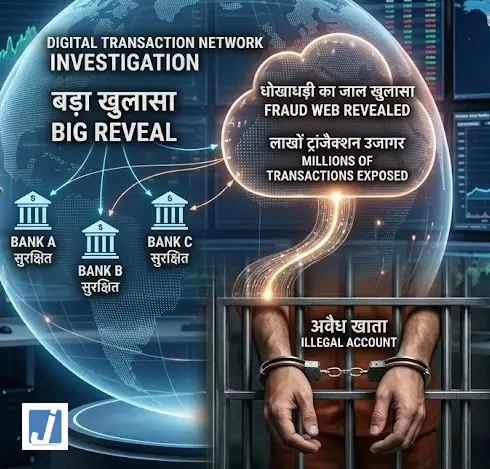 Digital Fraud: डिजिटल ट्रांजैक्शन नेटवर्क की जांच में बड़ा खुलासा, युवती हिरासत में Digital Fraud: डिजिटल ट्रांजैक्शन नेटवर्क की जांच में बड़ा खुलासा, युवती हिरासत में