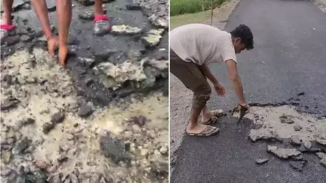 Lucknow : नई सड़क दो दिन में उखड़ी, ग्रामीणों में आक्रोश Lucknow : नई सड़क दो दिन में उखड़ी, ग्रामीणों में आक्रोश