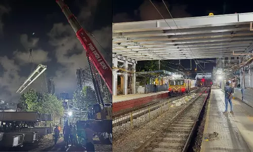 Mumbai : मरीन लाइन्स स्टेशन पर फुट ओवरब्रिज का बड़ा ओवरनाइट ऑपरेशन Mumbai : मरीन लाइन्स स्टेशन पर फुट ओवरब्रिज का बड़ा ओवरनाइट ऑपरेशन