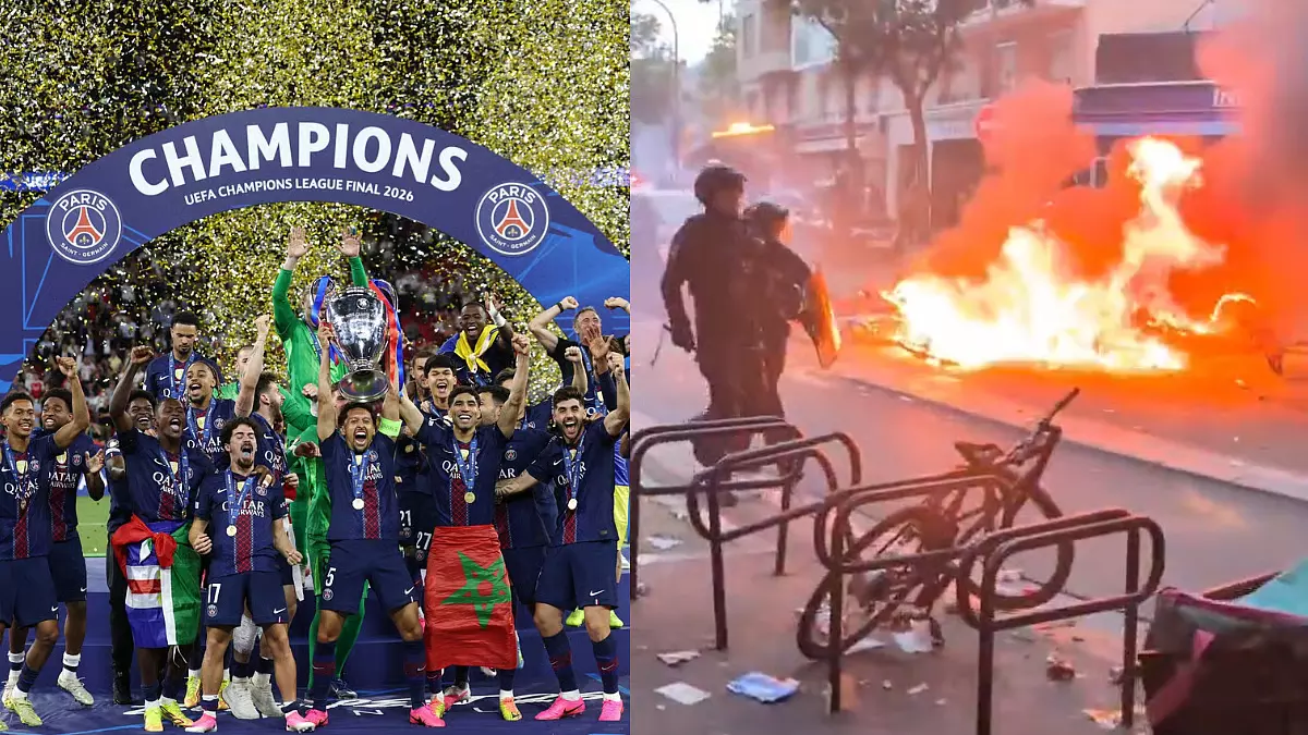 PSG की चैंपियंस लीग जीत के बाद पेरिस में जश्न और झड़पें, सुरक्षा बलों से भिड़े समर्थक PSG की चैंपियंस लीग जीत के बाद पेरिस में जश्न और झड़पें, सुरक्षा बलों से भिड़े समर्थक
