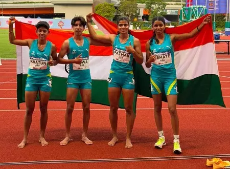 एशियन अंडर-20 एथलेटिक्स चैंपियनशिप: महिलाओं की 4x400 मीटर रिले टीम ने जीता गोल्ड, मेडल टैली में दूसरे स्थान पर रहा भारत एशियन अंडर-20 एथलेटिक्स चैंपियनशिप: महिलाओं की 4x400 मीटर रिले टीम ने जीता गोल्ड, मेडल टैली में दूसरे स्थान पर रहा भारत