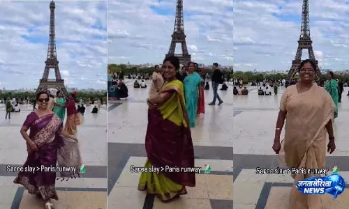 Eiffel Tower पर साड़ियों में भारतीय महिलाओं ने सबका ध्यान खींचा, वीडियो वायरल