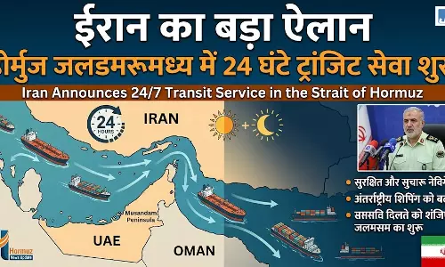 ईरान का बड़ा ऐलान, होर्मुज जलडमरूमध्य में 24 घंटे ट्रांजिट सेवा शुरू