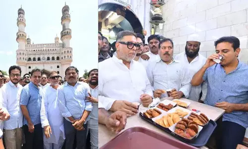 KTR ने चारमीनार के पास निमरा कैफे में पी ईरानी चाय