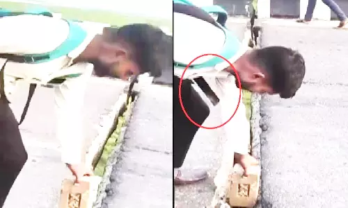 Live होकर पुल की जर्जर स्थिति को दिखा रहा था युवक, दरार में गिरा मोबाइल
