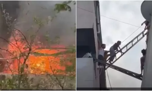 Indore में इलेक्ट्रिक गाड़ी शोरूम में भीषण आग, लोग फंसे; वीडियो वायरल