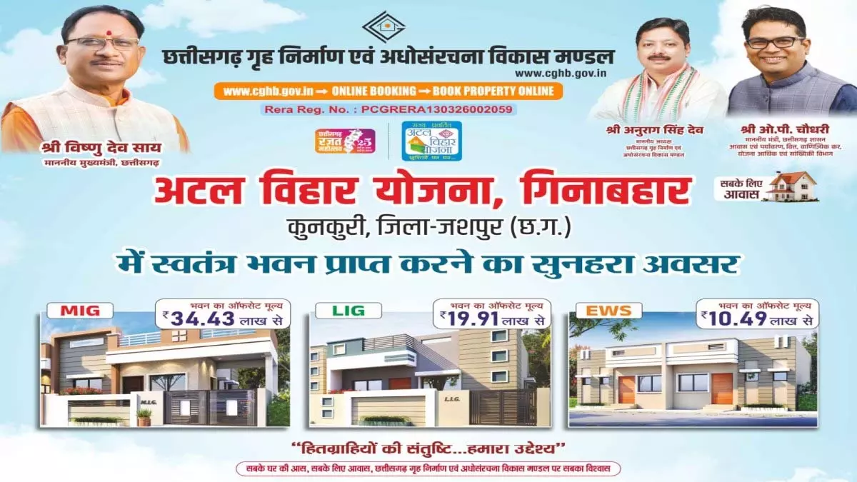 कुनकुरी को मिलेगी पहली आधुनिक आवासीय कॉलोनी, अटल विहार योजना के तहत 97 आवासों का होगा निर्माण कुनकुरी को मिलेगी पहली आधुनिक आवासीय कॉलोनी, अटल विहार योजना के तहत 97 आवासों का होगा निर्माण