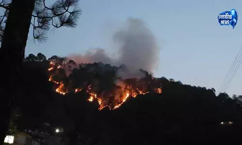 Solan 32°C की हीटवेव के बीच कसौली के जंगलों में आग भड़की Solan 32°C की हीटवेव के बीच कसौली के जंगलों में आग भड़की