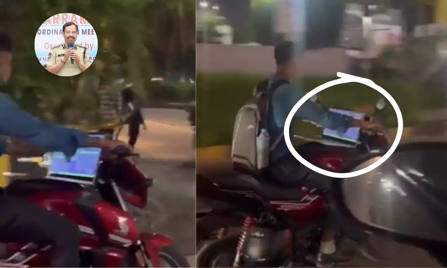 वायरल वीडियो में राइडर को लैपटॉप इस्तेमाल करते हुए देखने के बाद सज्जनार ने बाइक से काम करने के मामले पर संज्ञान लिया वायरल वीडियो में राइडर को लैपटॉप इस्तेमाल करते हुए देखने के बाद सज्जनार ने बाइक से काम करने के मामले पर संज्ञान लिया