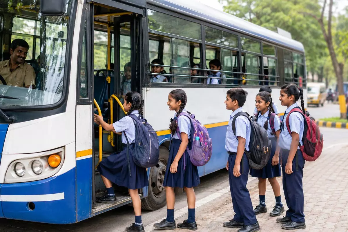 TGSRTC ने स्कूल रूट पर बस सेवा फिर से शुरू की TGSRTC ने स्कूल रूट पर बस सेवा फिर से शुरू की