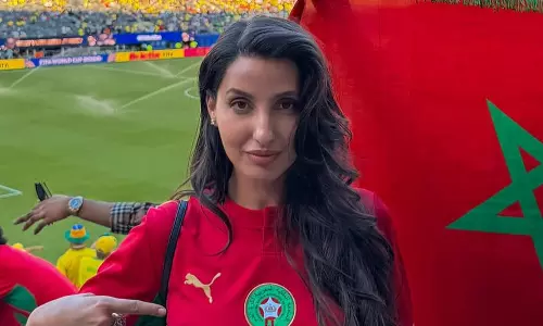 Nora Fatehi ने फीफा वर्ल्ड कप के अपने पहले मैच में मोरक्को का हौसला बढ़ाया Nora Fatehi ने फीफा वर्ल्ड कप के अपने पहले मैच में मोरक्को का हौसला बढ़ाया