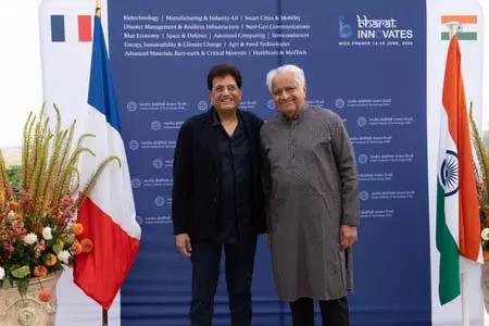 भारत-फ्रांस टेक्नोलॉजी और इनोवेशन के क्षेत्र में मजबूत सहयोग के तलाश रहे अवसर: पीयूष गोयल भारत-फ्रांस टेक्नोलॉजी और इनोवेशन के क्षेत्र में मजबूत सहयोग के तलाश रहे अवसर: पीयूष गोयल