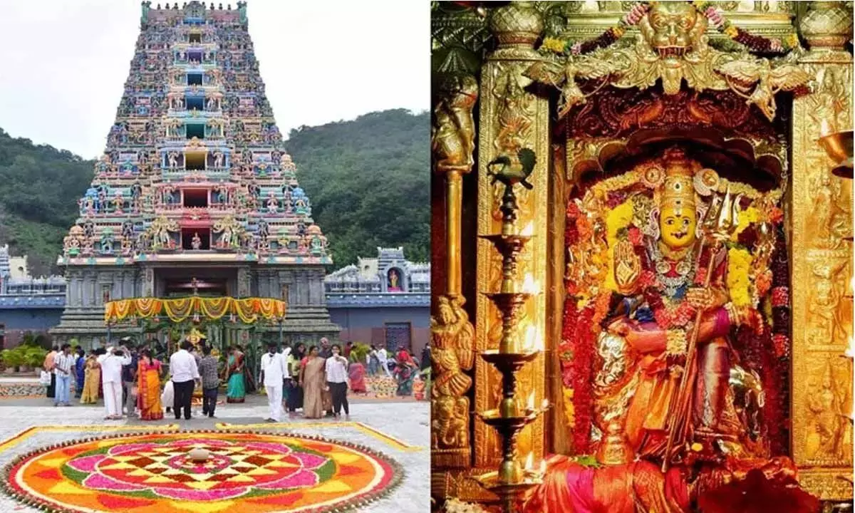 Andhra: इंद्रकीलाद्री पर कनक दुर्गा मंदिर में अक्षराभ्यास समारोह आयोजित किया गया