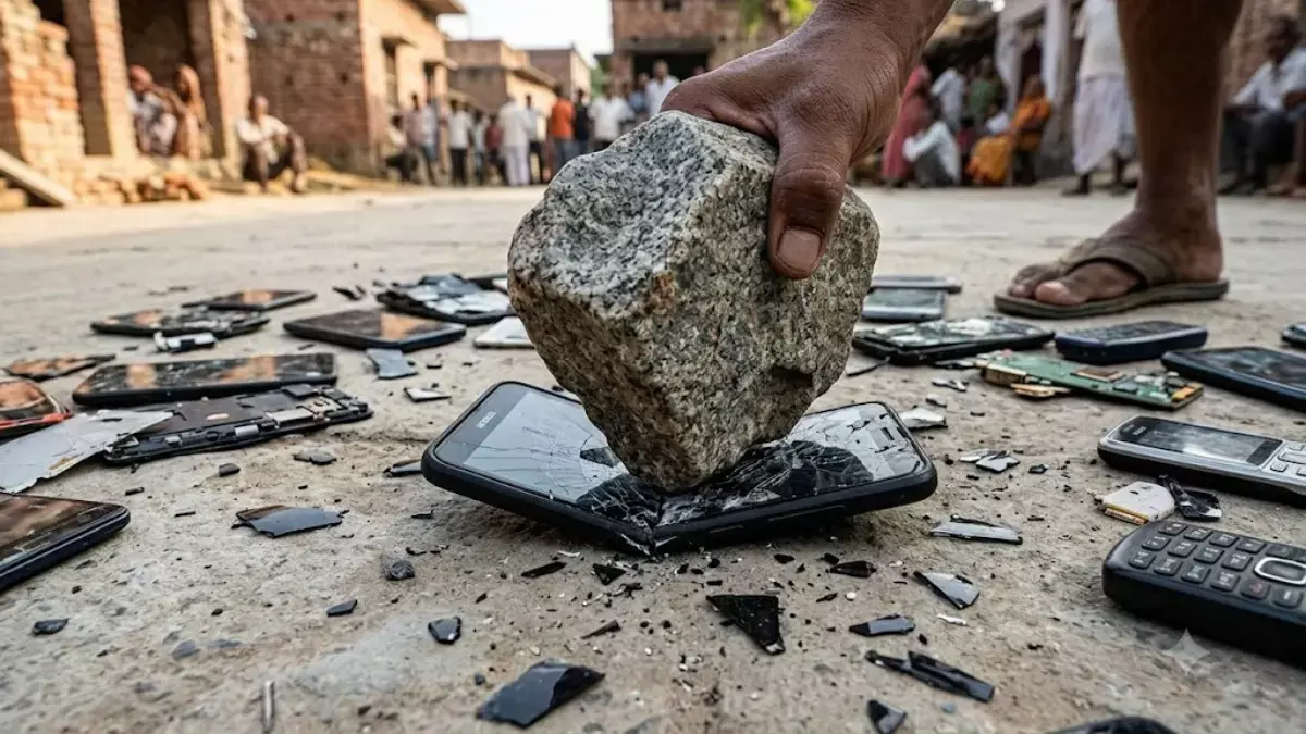 वायरल वीडियो में ग्रामीणों द्वारा स्मार्टफोन तोड़ने की घटना: आखिर क्यों हो रहा है ऐसा? वायरल वीडियो में ग्रामीणों द्वारा स्मार्टफोन तोड़ने की घटना: आखिर क्यों हो रहा है ऐसा?