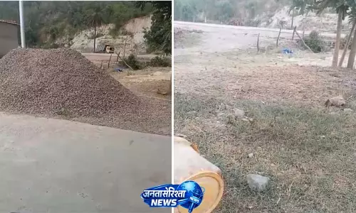 भेड़ों से आदि बद्री सड़क मार्ग पर वन विभाग व निजी भूमि में हो रहा अवैध खनन