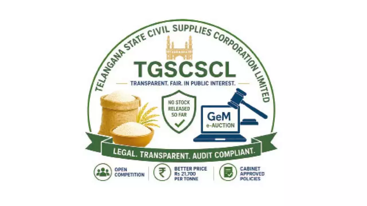 TGSCSCL का चावल बिक्री पर कहना है कि कोई अनाज इधर-उधर नहीं हुआ और न ही कोई नियम तोड़ा गया TGSCSCL का चावल बिक्री पर कहना है कि कोई अनाज इधर-उधर नहीं हुआ और न ही कोई नियम तोड़ा गया