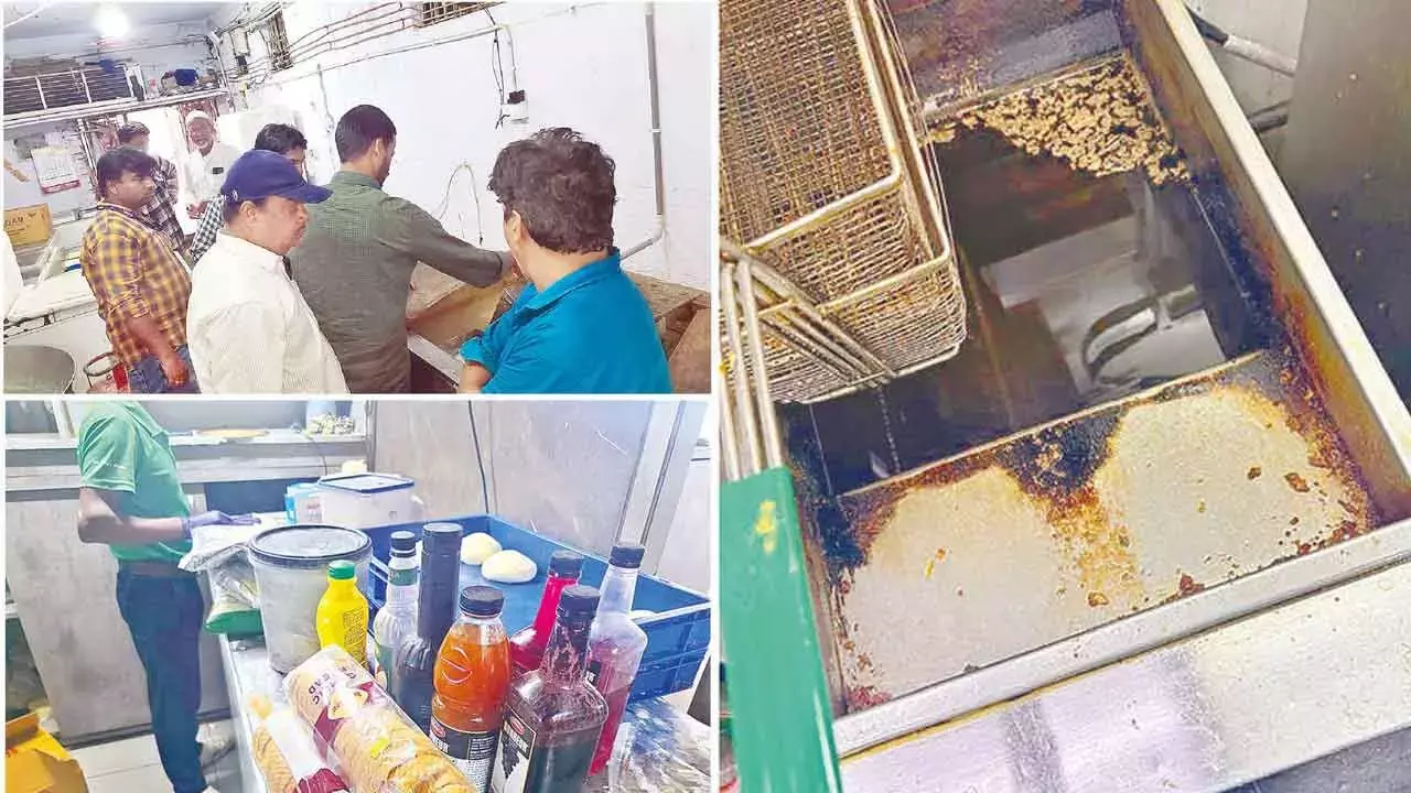 Hyderabad में फ़ूड सेफ़्टी टीमों ने लोकप्रिय फ़ूड आउटलेट्स पर सख़्त कार्रवाई की Hyderabad में फ़ूड सेफ़्टी टीमों ने लोकप्रिय फ़ूड आउटलेट्स पर सख़्त कार्रवाई की