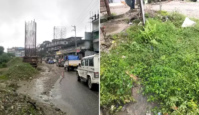 जाम नालियों और कीचड़ ने बागे टिनाली-नाहरलगुन सड़क को यात्रियों के लिए बुरे सपने में बदल दिया