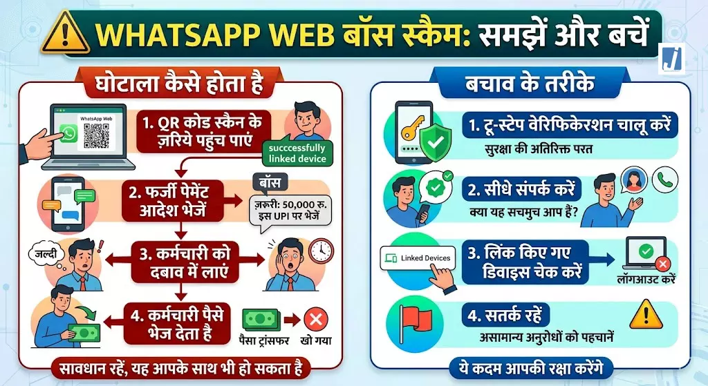 WhatsApp Web हैक कर भेजते हैं फर्जी पेमेंट आदेश, जानिए कैसे बचें बॉस स्कैम से WhatsApp Web हैक कर भेजते हैं फर्जी पेमेंट आदेश, जानिए कैसे बचें बॉस स्कैम से