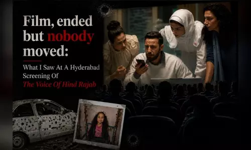 Hyderabad में द वॉइस ऑफ़ हिंद रजब की स्क्रीनिंग के दौरान