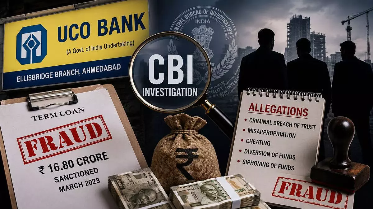 CBI की बड़ी कार्रवाई: UCO बैंक को ₹16.80 करोड़ के कथित लोन घोटाले में जांच शुरू CBI की बड़ी कार्रवाई: UCO बैंक को ₹16.80 करोड़ के कथित लोन घोटाले में जांच शुरू