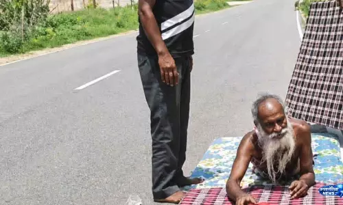 संत खदेश्वर बाबा की 1000 किलोमीटर दंडवत तीर्थयात्रा, वैष्णो देवी धाम तक का लिया संकल्प