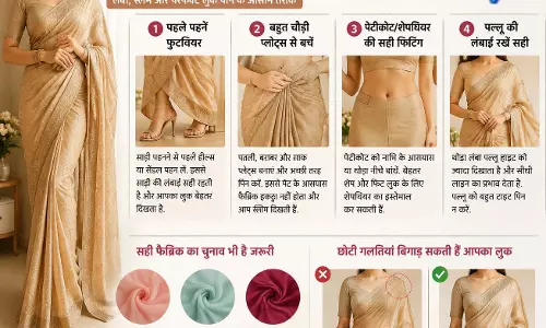 हर बार परफेक्ट साड़ी लुक पाने के टिप्स हर बार परफेक्ट साड़ी लुक पाने के टिप्स