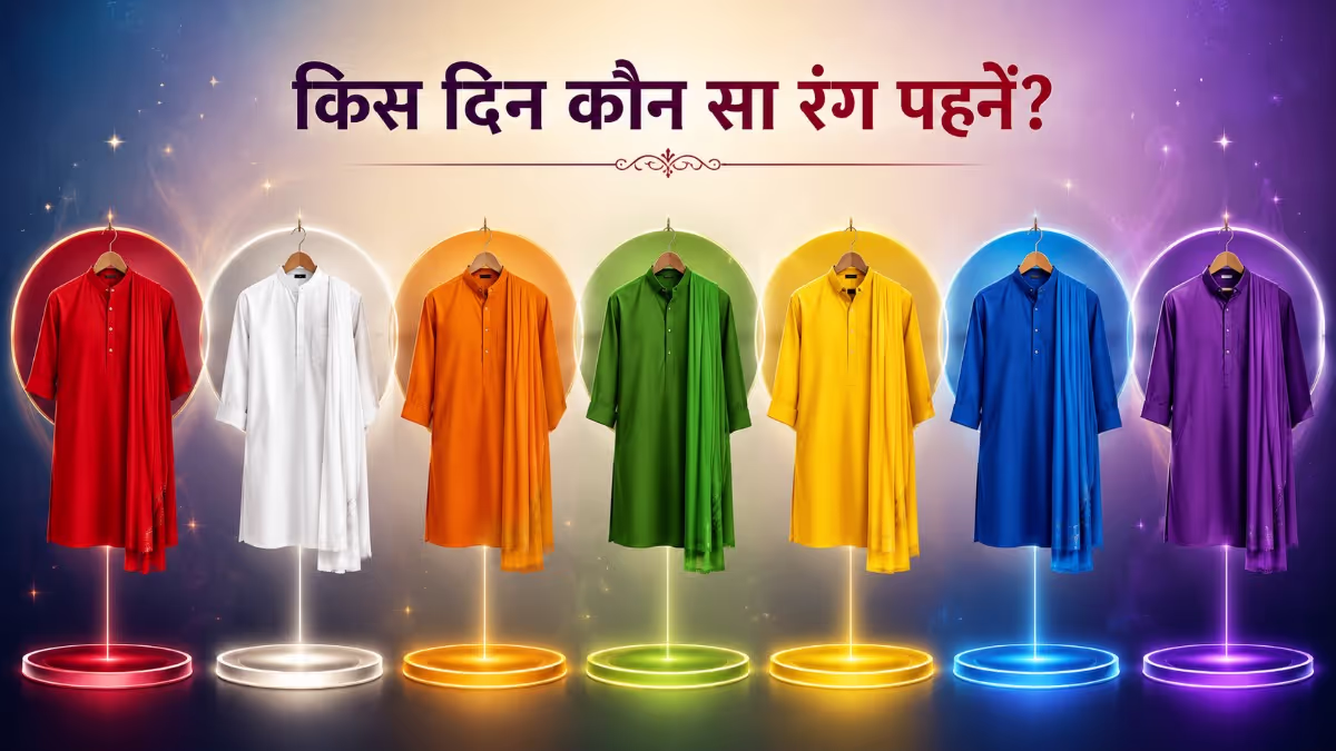 सोमवार से रविवार तक किस दिन कौन सा रंग पहनें? जानें शुभ कलर गाइड सोमवार से रविवार तक किस दिन कौन सा रंग पहनें? जानें शुभ कलर गाइड