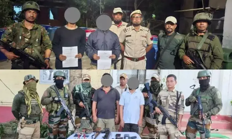 Manipur: जॉइंट ऑपरेशन में चार कथित RPF/PLA कैडर गिरफ्तार, हथियार और गोला-बारूद जब्त Manipur: जॉइंट ऑपरेशन में चार कथित RPF/PLA कैडर गिरफ्तार, हथियार और गोला-बारूद जब्त