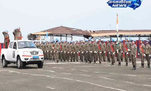 UN ने DR कांगो में सेवा के लिए 651 भारतीय सेना के शांति सैनिकों को सम्मानित किया UN ने DR कांगो में सेवा के लिए 651 भारतीय सेना के शांति सैनिकों को सम्मानित किया