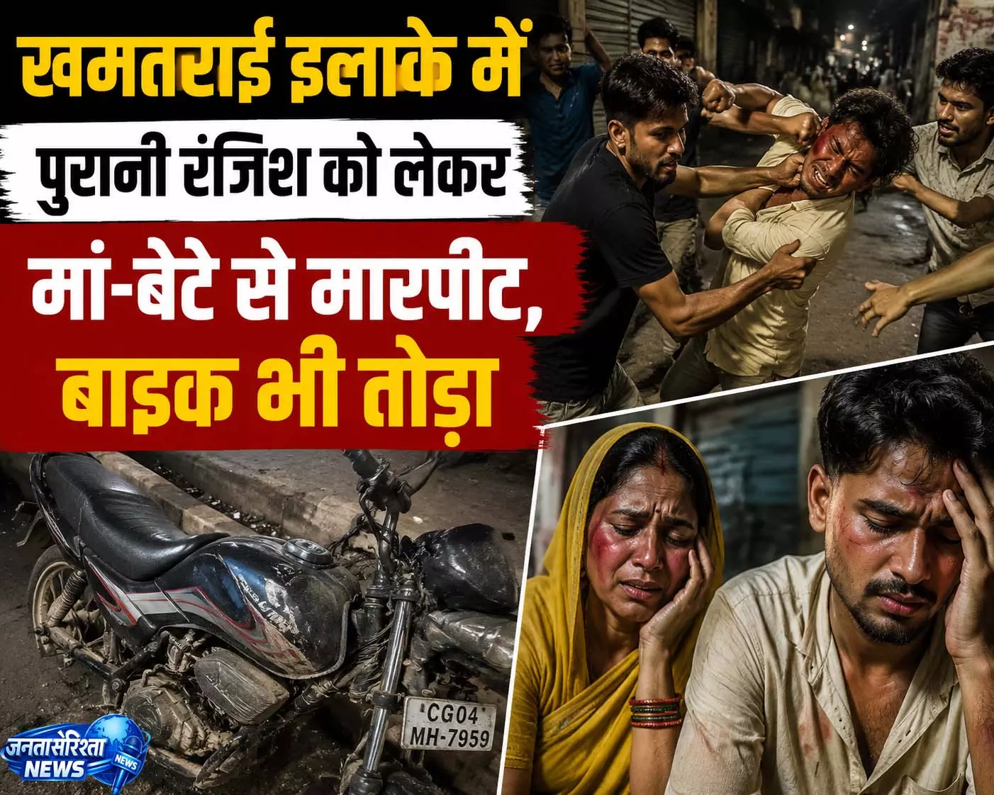 खमतराई इलाके में पुरानी रंजिश को लेकर मां-बेटे से मारपीट, बाइक भी तोडा खमतराई इलाके में पुरानी रंजिश को लेकर मां-बेटे से मारपीट, बाइक भी तोडा