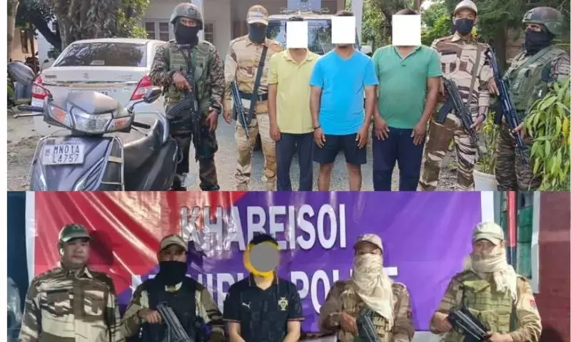 Manipur : घाटी में रंगदारी मांगने वाले 4 बदमाश गिरफ्तार, भारी हथियार बरामद Manipur : घाटी में रंगदारी मांगने वाले 4 बदमाश गिरफ्तार, भारी हथियार बरामद