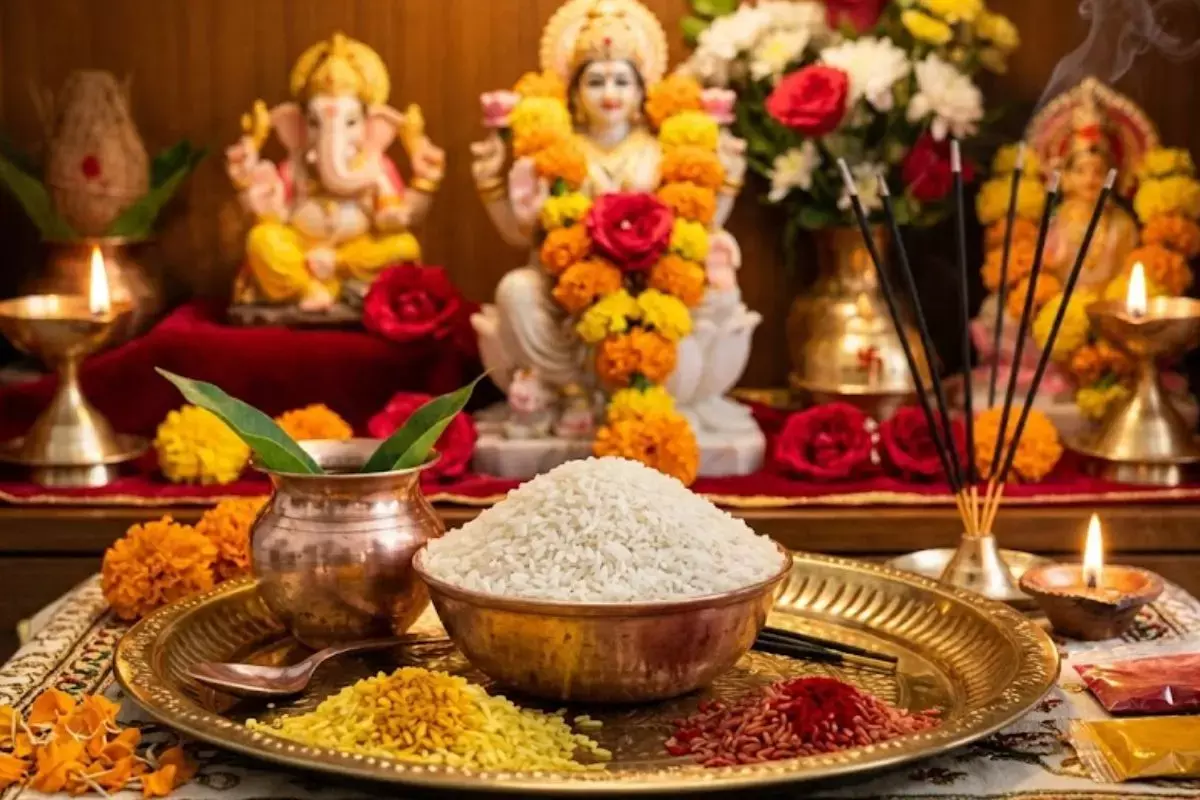 अक्षत का धार्मिक महत्व: पूजा में भगवान को चावल अर्पित करने की परंपरा का महत्व अक्षत का धार्मिक महत्व: पूजा में भगवान को चावल अर्पित करने की परंपरा का महत्व