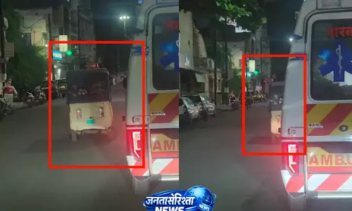 ई-रिक्शा चालक की मनमानी, एंबुलेंस को रास्ता नहीं देने का वीडियो वायरल