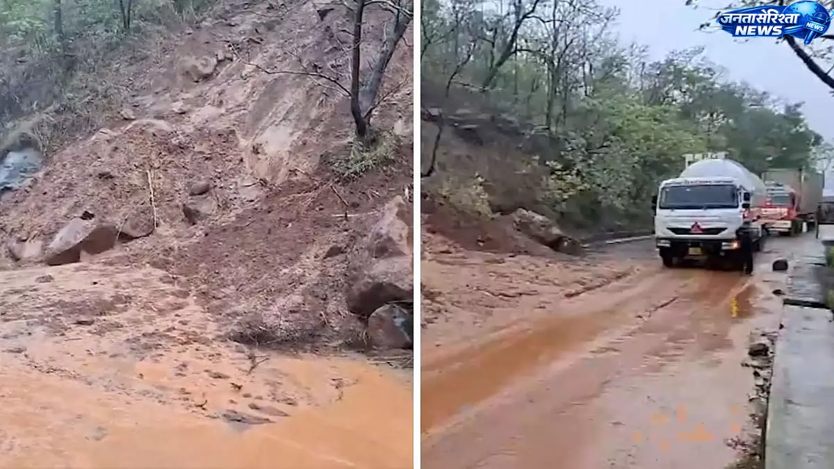 मुंबई-नासिक हाईवे पर कसारा घाट में भूस्खलन, पहाड़ी का हिस्सा गिरा मुंबई-नासिक हाईवे पर कसारा घाट में भूस्खलन, पहाड़ी का हिस्सा गिरा
