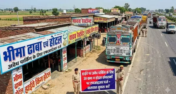 राष्ट्रीय राजमार्ग पर अवैध पार्किंग के खिलाफ पुलिस की बड़ी कार्रवाई राष्ट्रीय राजमार्ग पर अवैध पार्किंग के खिलाफ पुलिस की बड़ी कार्रवाई