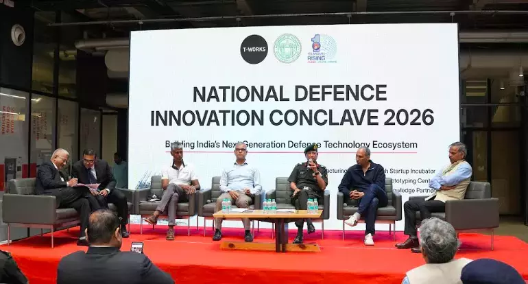 Telangana: रक्षा स्टार्टअप्स से प्रोटोटाइप से आगे बढ़ने का आग्रह किया गया Telangana: रक्षा स्टार्टअप्स से प्रोटोटाइप से आगे बढ़ने का आग्रह किया गया