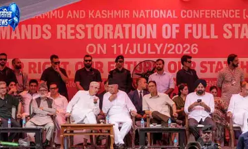 Srinagar Delhi मार्च से पहले नेकां ने दिखाई ताकत Srinagar Delhi मार्च से पहले नेकां ने दिखाई ताकत