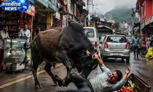 कुमारहट्टी बाजार में आवारा सांड के हमले से व्यापारी की मौत कुमारहट्टी बाजार में आवारा सांड के हमले से व्यापारी की मौत